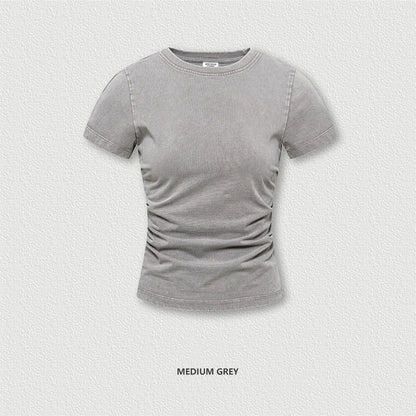 ZODF Retro 2025 Summer Women 285gsm T-Shirts Hotsweet Girls Sexy Slim Fit Washed Distressed T Shirt Brand Tees HY1013