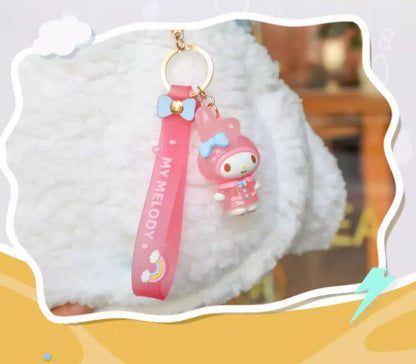 Sanrio Kuromi Pompompurin Mymelody Pochacco Hello Kitty Figure Pendant Keychain Holder Keychain Car Keyring Kids Birthday Gift