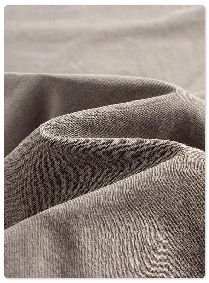 ZODF New Spring Summer 200gsm Washed Cotton T Shirts For Men Unisex Women Retro Casual Basic Solid T-Shirt Brand Tees HY0775