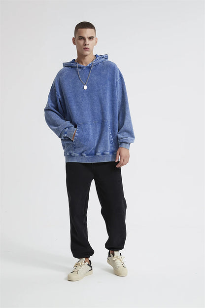 ZODF Autumn Winter Men 420gsm Heavyweight Washed Cotton Hoodie Streetwear Sweatshirt HY0307