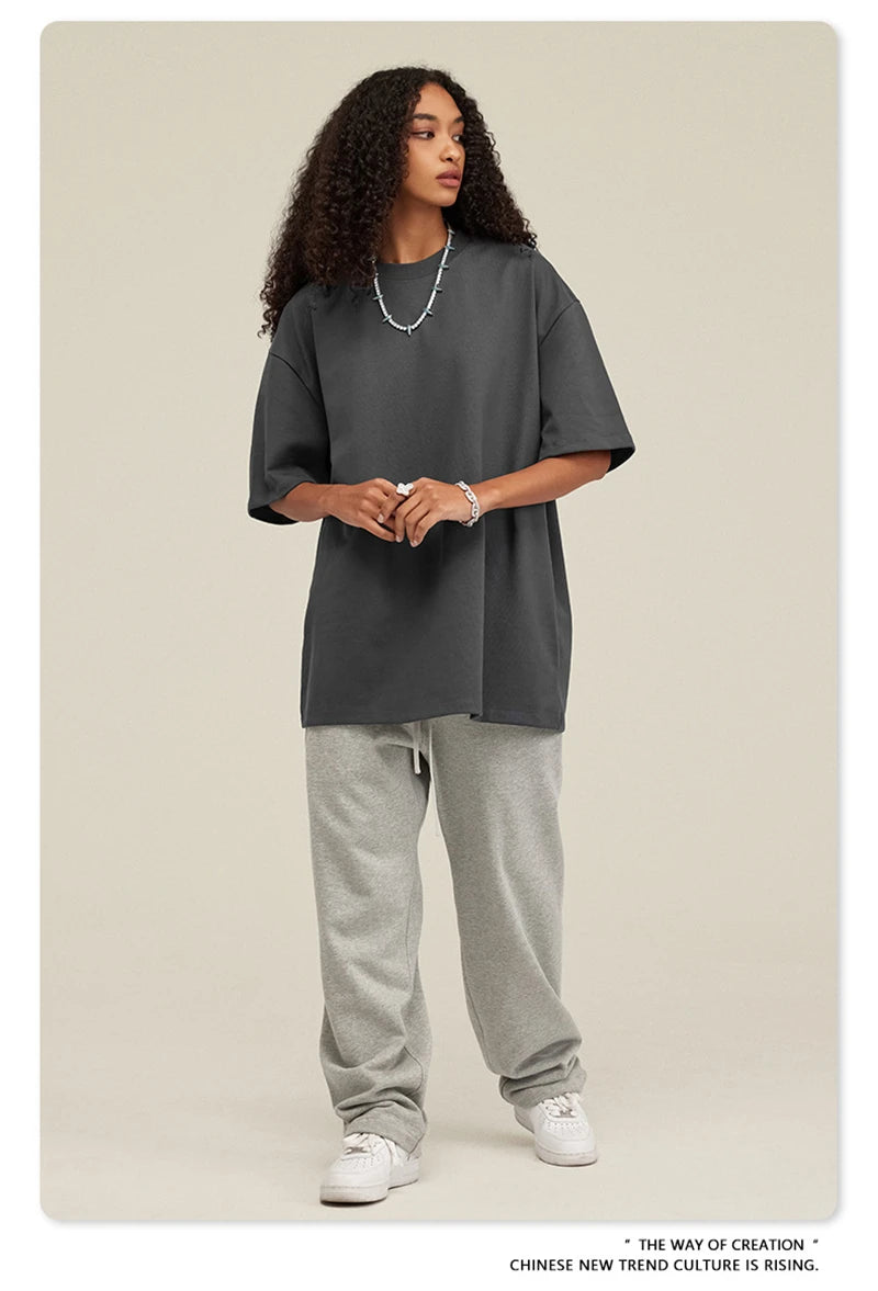 ZODF 2025 Heavy-Weight 425gsm 100% Cotton T-Shirts For Men Unisex Summer Oversized O-Neck Basic Solid T Shirt Brand Tees HY0485