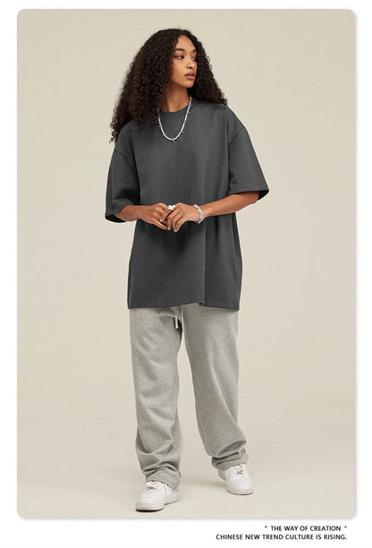 ZODF 2025 Heavy-Weight 425gsm 100% Cotton T-Shirts For Men Unisex Summer Oversized O-Neck Basic Solid T Shirt Brand Tees HY0485