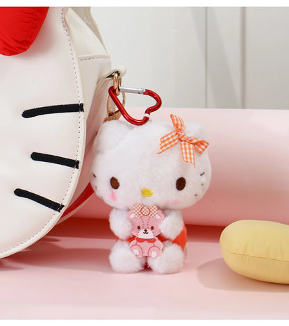 Genuine Sanrio Hello Kitty Kuromi Melody Pachacoo Cinnamoroll Stuffed Toy Pendant Cute Plush Toys Keyring Keychain Birthday Gift