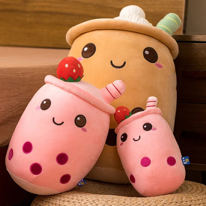 24/50cm Kawaii Family Milk Bubble Tea Cup Plush Toy Cute Animal Peluche Fruits Flavor Drink Shaped Hug Pillow Kids Home Decor