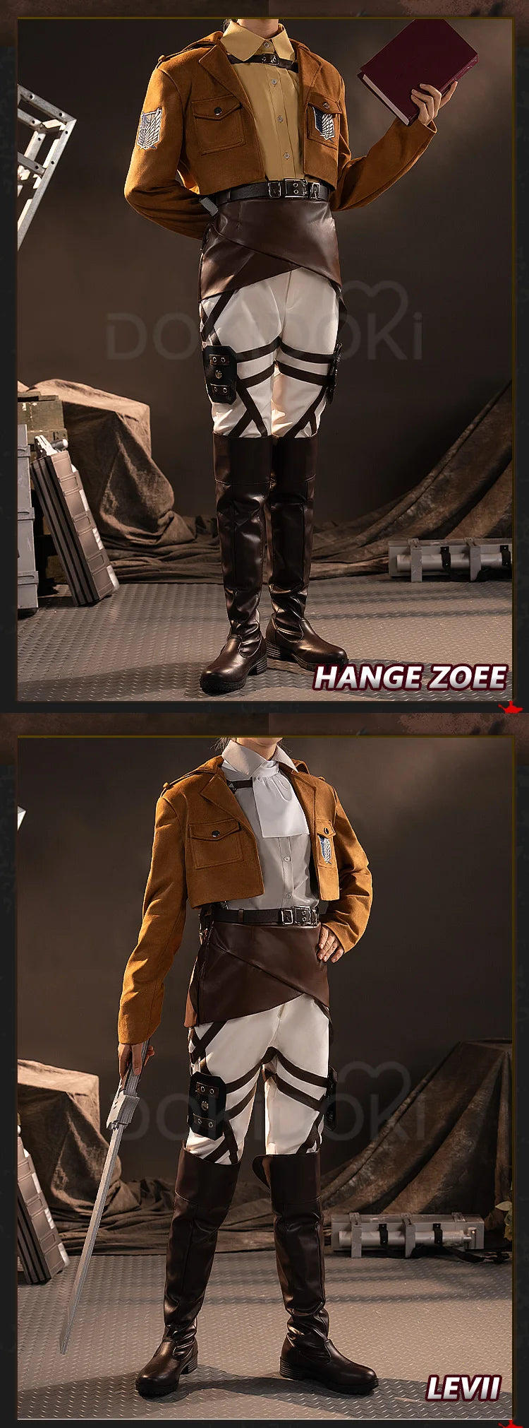 IN STOCK Erenn Mikasaa Levii Hangee Arminn Cosplay Costume Anime【S-3XL】DokiDoki-R Women Men Leather Plus size