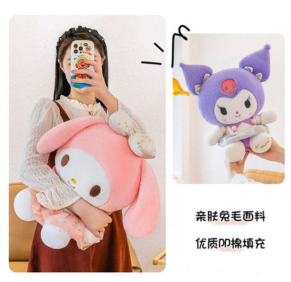 New White Gold Series Kuromi Plush Toy My Melody Sleeping Pillow Cute Stuffed Animal for Kids Birthday Christmas Gift for Girls