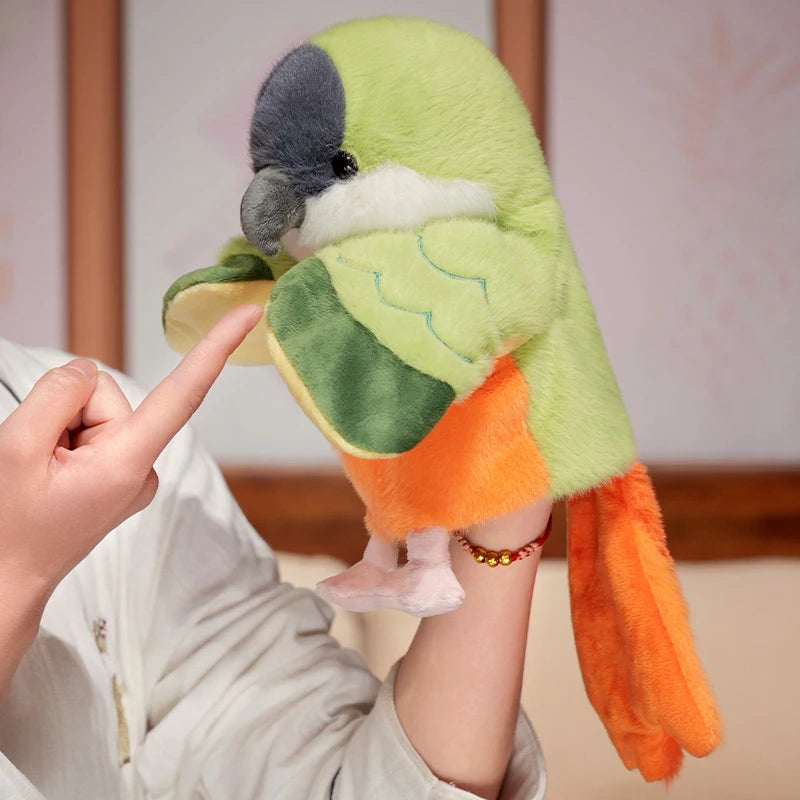 Kawaii Bird Hand Puppet Cute Parrot Cockatiel Budgie Soft Plush Toy Lovely Animal Plushies Parent-child Interactive Toys