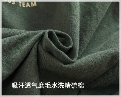 Autumn New American Retro Long-sleeved O-neck Letter Printed T-shirt Men's Fashion Simple 100% Cotton Washed Casual Sport Tops