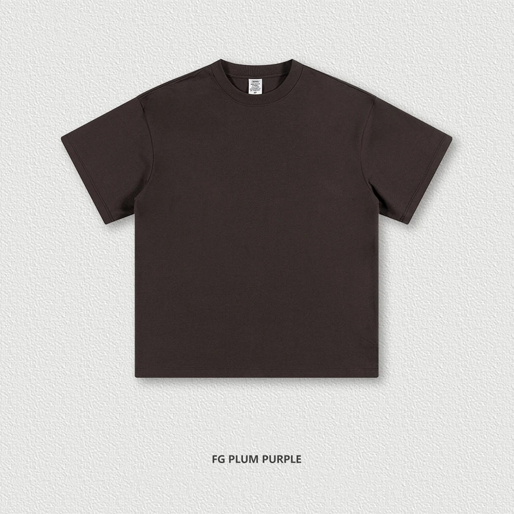 ZODF New 2025 Heavy Weight 305gsm Solid Cotton T Shirts For Men Unisex Summer Oversized Noshrink Basic T-Shirt Brand Tops HY0475