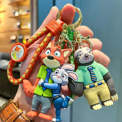 Disney Zootopia Toys Durable Keychian Action Figures Judy Hopps Emmitt Otterton Man Women Kids Car Keyring Girl Birthday Gift