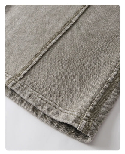 ZODF Retro 2025 Autumn Men 380gsm Washed Cotton Pants Unisex Distressed Loose Terry Sport Trousers Sweatpants HY1079