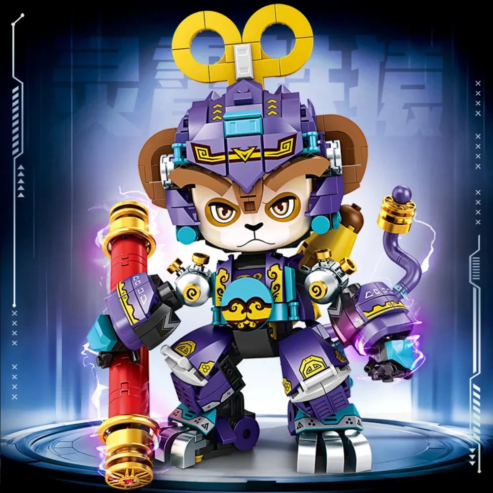 2025 Kung Fu Style 12-in-1 Mechanical Panda & Zodiac Building Blocks Set, Articulated Animal Model Toys for Boys Birthday Gifts