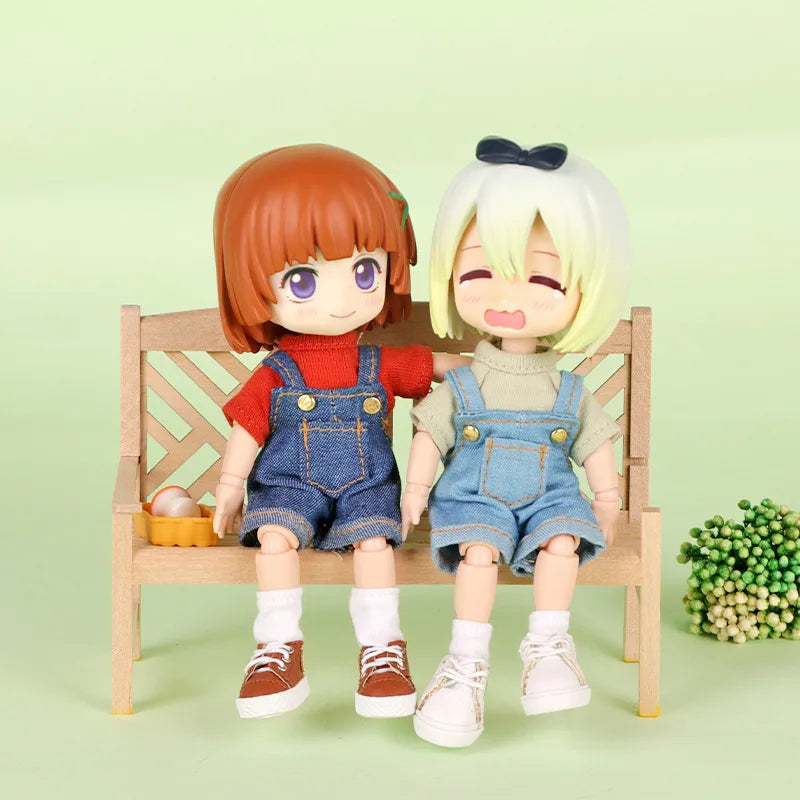 Ob11 Doll Clothes Fashion Tops Jeans Sweatshirt Cool Sleeveless High Neck Sweater Suspenders Shorts For 1/12 Bjd Dolls Accessory