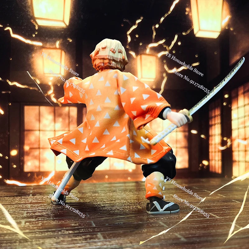 1/12 Scale Agatsuma Zenitsu Shf Anime Man Figure Mini Orange Kimono Coat Toys Clothes Accessory For 6" Soldier Body Decoration