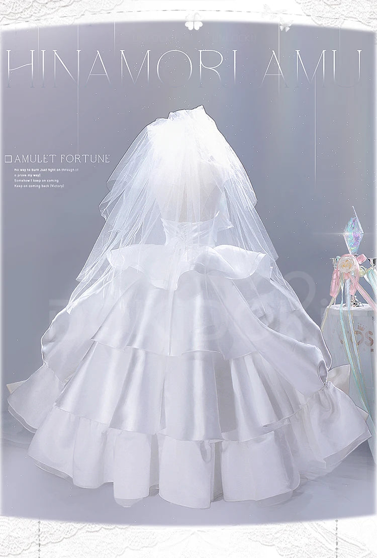 Hinamori Amu Cosplay Costume Anime Shugo Chara Cosplay DokiDoki-R Women Angel White Wedding Dress Hinamori Amu Costume Halloween