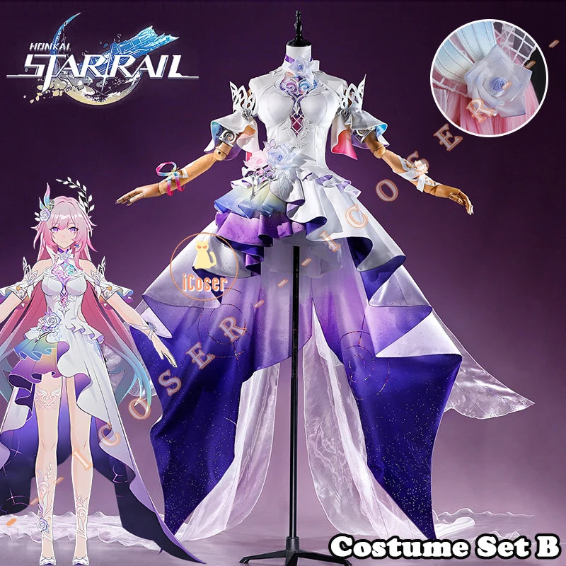 Honkai Star Rail Cyrene Cosplay Costume Wig Dress New Skin Uniform Metal Accessory Elysia Amphoreus Halloween Party Women Girls