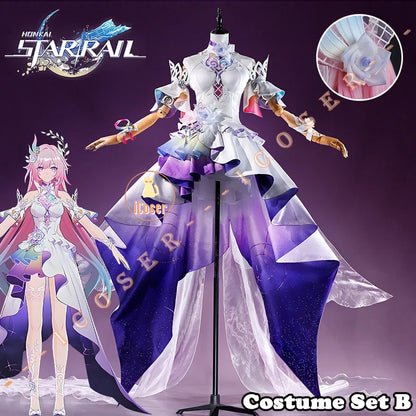 Honkai Star Rail Cyrene Cosplay Costume Wig Dress New Skin Uniform Metal Accessory Elysia Amphoreus Halloween Party Women Girls