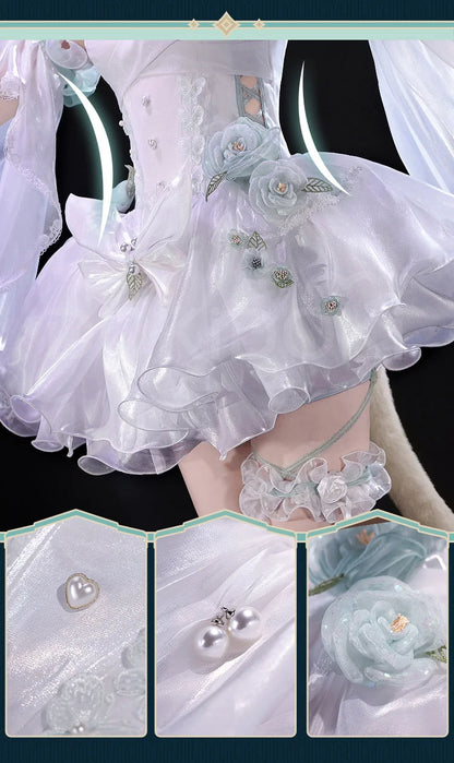 IN STOCK Lynette Doujin Cosplay Costume Game Genshin Impact DokiDoki-SR Angel's Courtyard White Dress Ballet Cute Fontaine