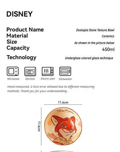 New Zootopia Disney Judith Nick 4 Cute Cartoon Ceramic Rice Bowl Home Festival Gift High Beauty Tableware