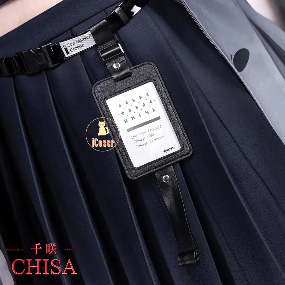 Wuthering Waves Chisa Cosplay Costume Wig Jacket Uniform Headwear Rings Sticker Halloween Party for Women Girls Carnival Props