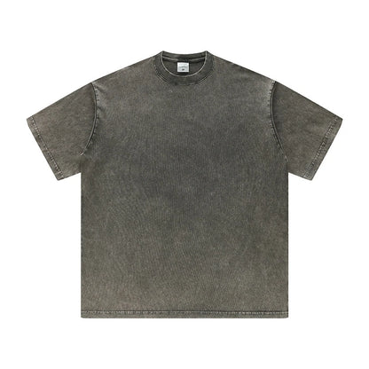 ZODF Men's Summer Batik Washed 250gsm T Shirts Retro Vintage Unisex Basic Loose Solid Cotton T-Shirt Brand Tops 2024 New HY0753