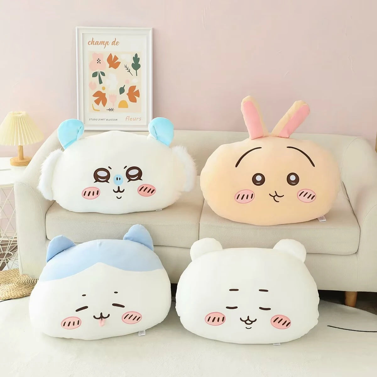 Comfortable Chiikawa Back Cushion Very Soft Throw Pillow Stuffed Hachiware Usagi Momoga Cuddly Plushies Sofa Bed Home Decor