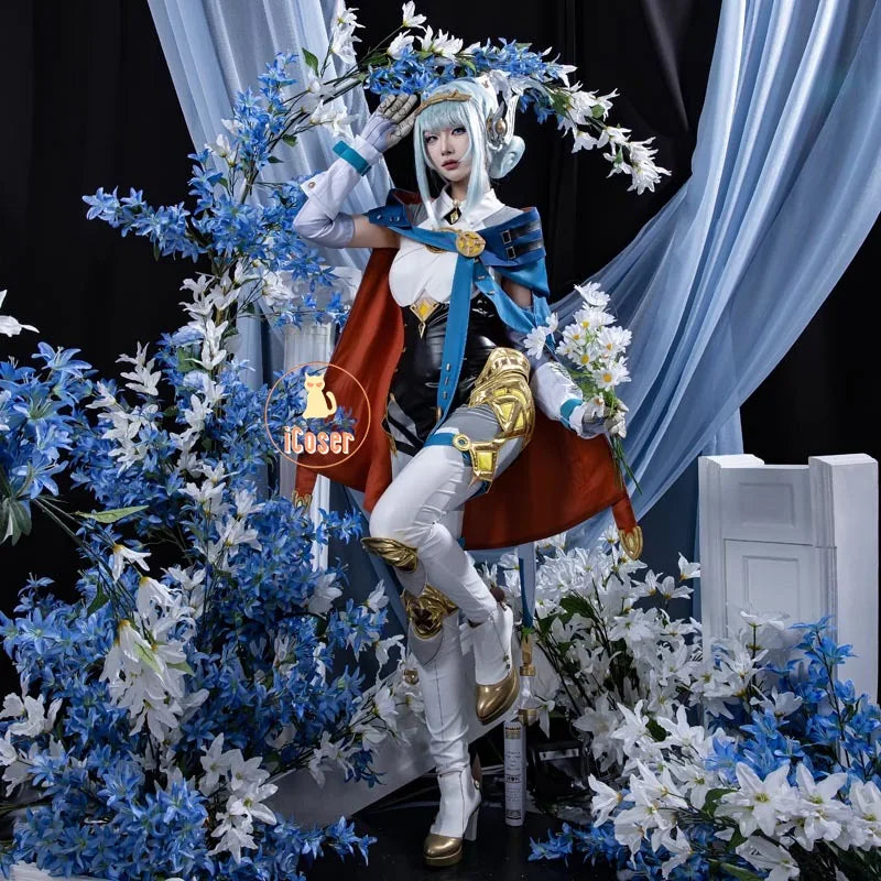 Genshin Impact Ineffa Cosplay Costume Wig Cloak Uniform Outfit Headwear Boom Boom Thunderwave Halloween Party for Women Girls