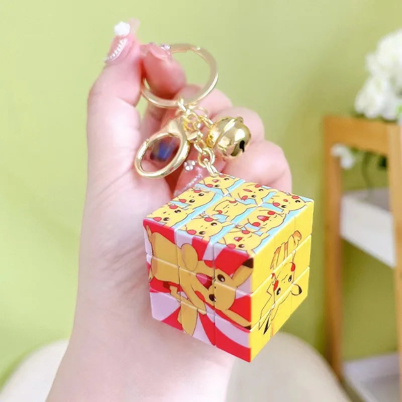 Pokemon Pikachu Mini Rubik's Cube Keychain Pendant Cute School Bag Pendant Thinking Cartoon Puzzle Kawaii Children Toys