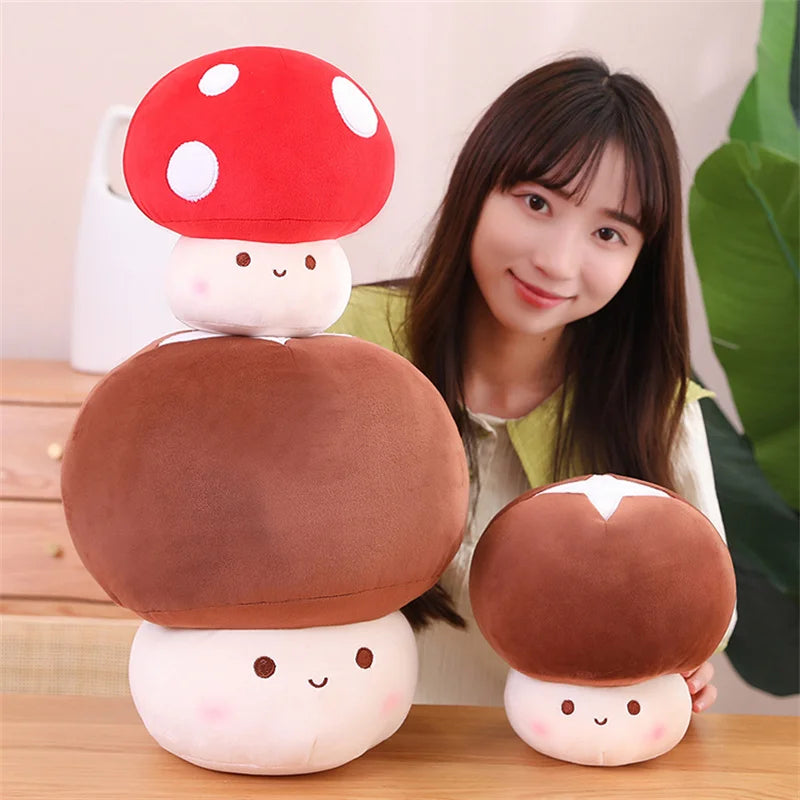 23/30cm Cute Vegetables Kawaii Red Mushrooms Shii-take Plush Soft Toy Stuffed Dolls Home Decor Gift For Girl Boy Birthday