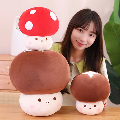 23/30cm Cute Vegetables Kawaii Red Mushrooms Shii-take Plush Soft Toy Stuffed Dolls Home Decor Gift For Girl Boy Birthday