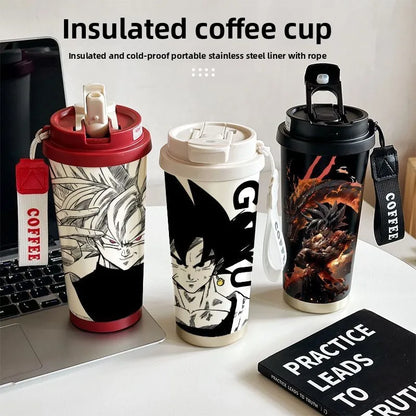 520ml Dragon Ball Thermos Cup Vegeta Water Bottle Son Goku Coffee Mug Large Capacity Drinking Bottle Kids Student Water Cup Gift
