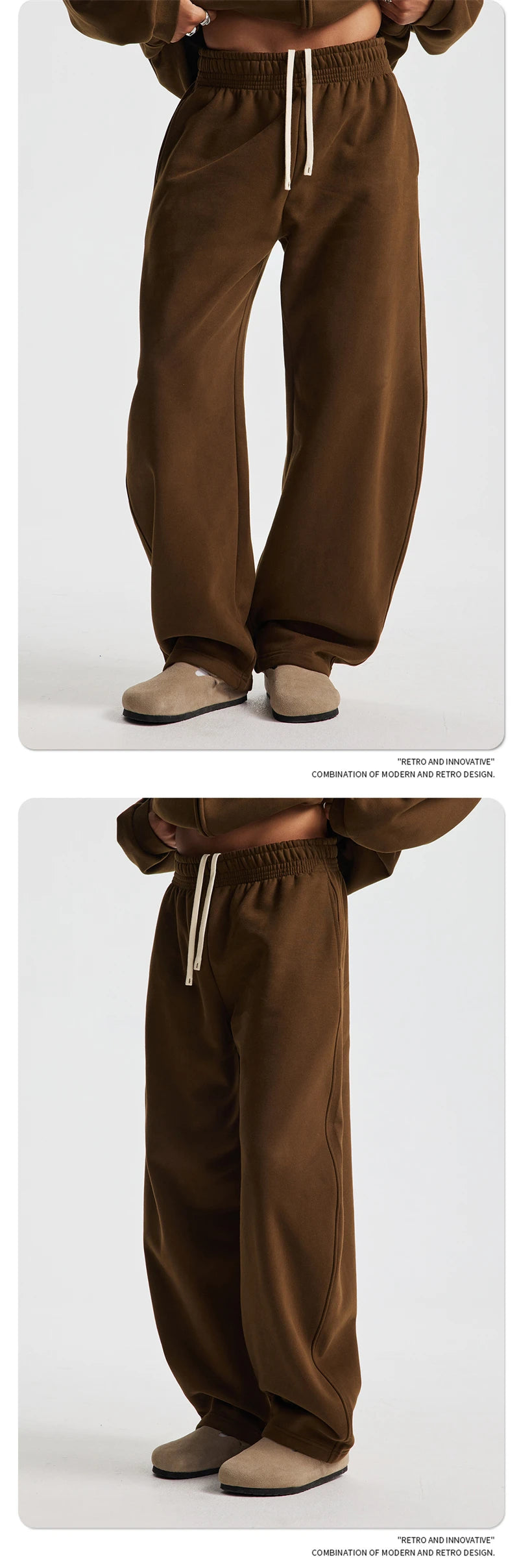 ZODF 2025 Winter 430gsm Unisex Fleece Straight Sweatpants Thick Warm Casual Oversized Trousers HY1170