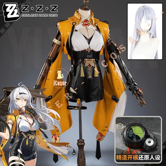 Zenless Zone Zero Yixuan Cosplay Costume Wig Uniform Headwear Rings Yunkui Summit Halloween Party for Women Girls Carnival Props