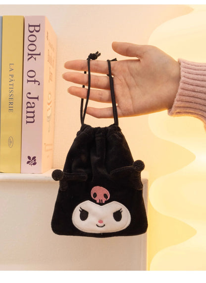 Sanrio Hello Kitty Kuromi Marumofubiyori Cogimyun Kawaii Character Plush Stuffed Toy Drawstring Cartoon Bag Change Purse Gifts