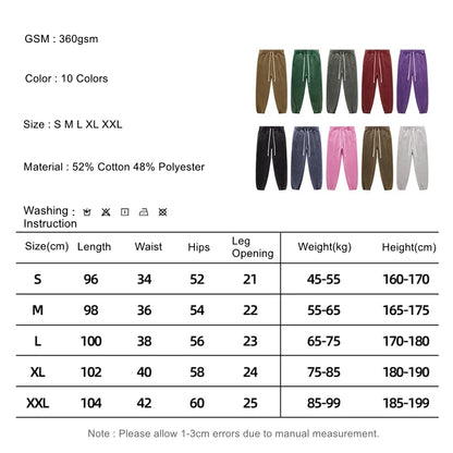 ZODF Vintage Men 360gsm Thick Fleece Sweatpants Women Unisex Loose Washed Distressed Warm Joggers Pants For Winter HY0749