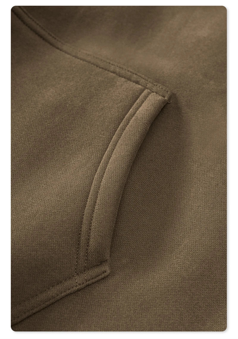 ZODF New 2024 Autumn Winter Men 345gsm Fleece Hoodies Unisex Women Relax Fit Warm Solid Hooded Pullovers Sweatshirts HY0863