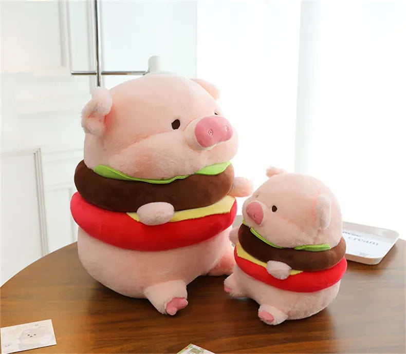 New 50cm Hamburger Pig Plush Toy Fluffty Kawaii Plushie Doll Simulation Pig Doll Anime Cute Stuffed Animals Soft Plush Gift