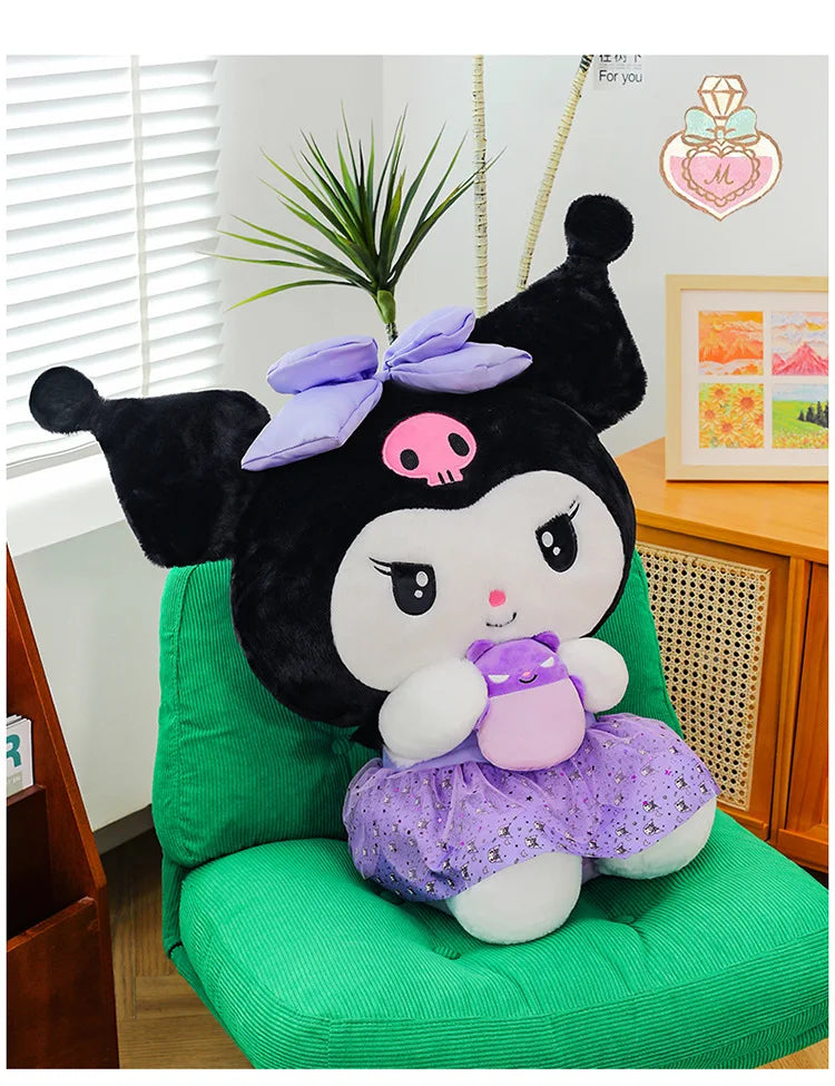 new 45/55/75cm Big Size Kuromi My Melody Sanrio Anime Plush Stuffed Doll Room Decoration Plushies Pillow Ornaments Holiday Gifts