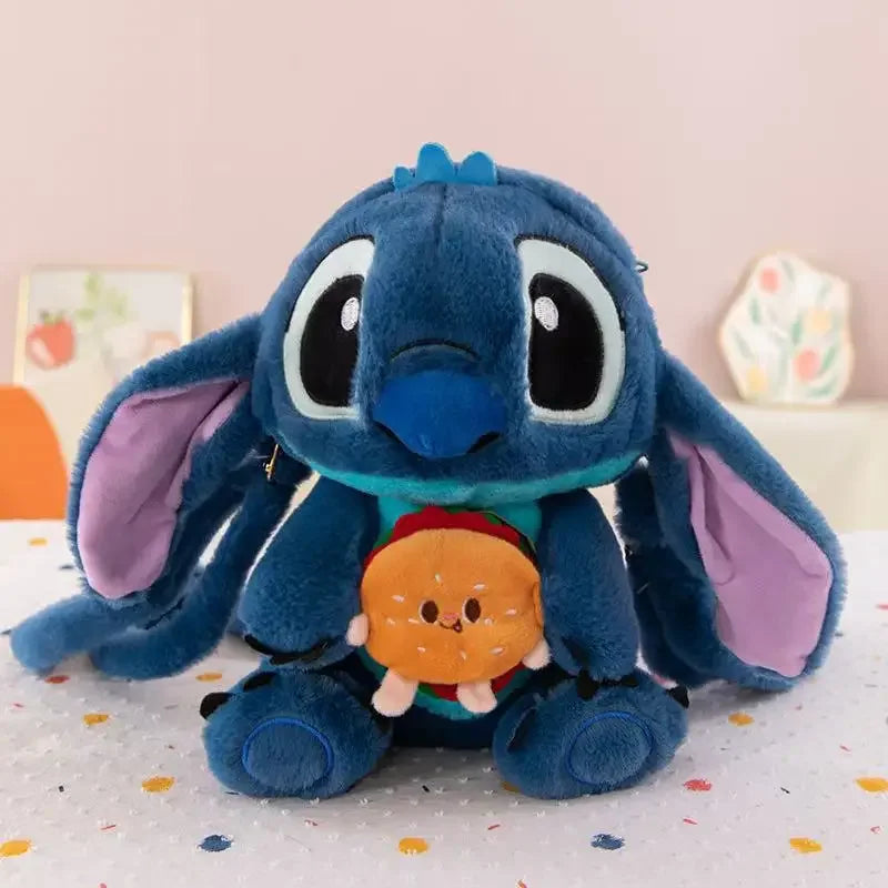 27CM Lilo and Stitch Backpack Cartoon Disney Plush Toy Anime Stuffed Kawaii Soft Stich Doll Plushie Kids Bag Birthday Xmas Gifts