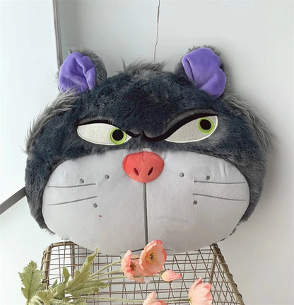 Disney Lucifer Cat Headrest Back Cushion For Car Seat Safety Belt Cover Huggable Pillow Stuffed Animal Grey Cat Plushies Gifts