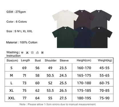 ZODF Trendy 2025 Men 275gsm Cotton T-Shirts Unisex Summer Patchwork Solid O Neck T Shirt Brand Tees HY1045