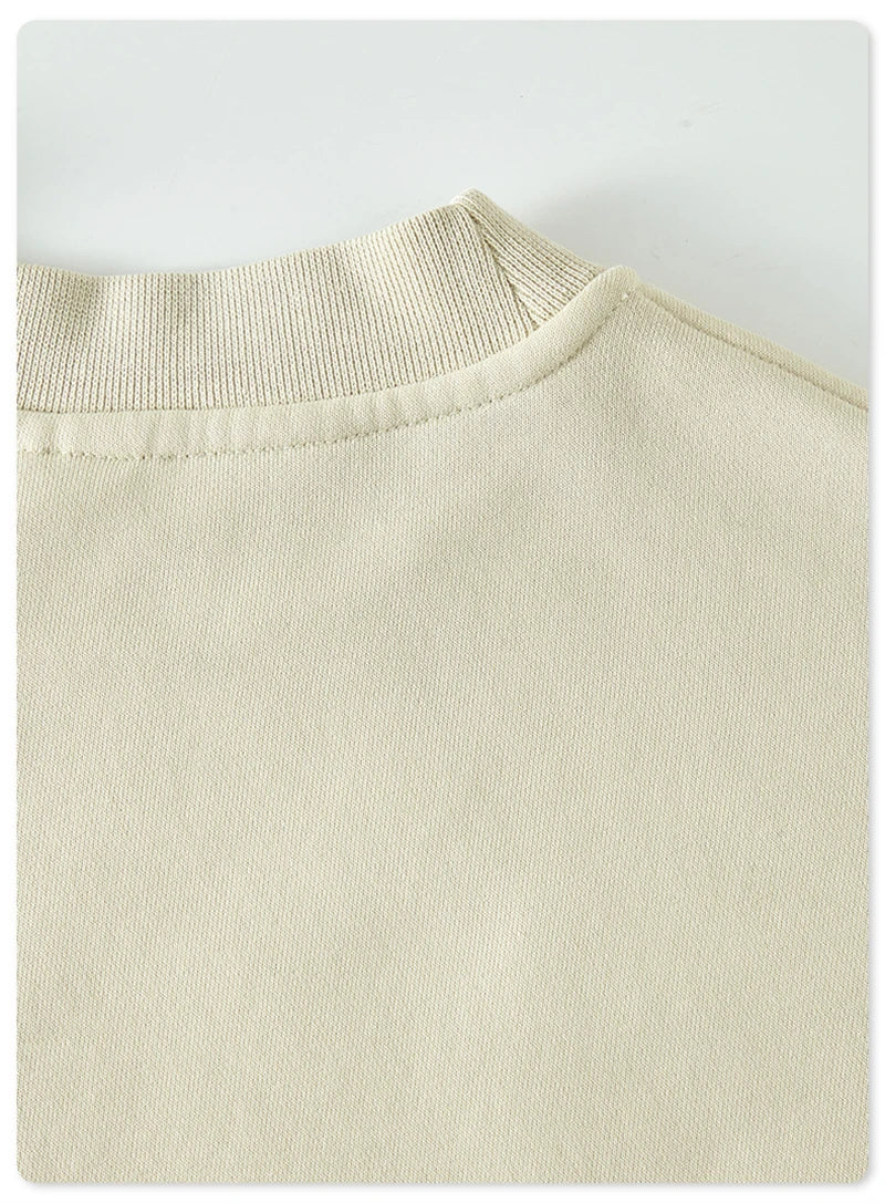 ZODF New Men Winter 355gsm Washed Fleece Sweatshirts Retro Unisex Oversized Solid O-Neck Warm Pullovers Coat Streetwears HY0639