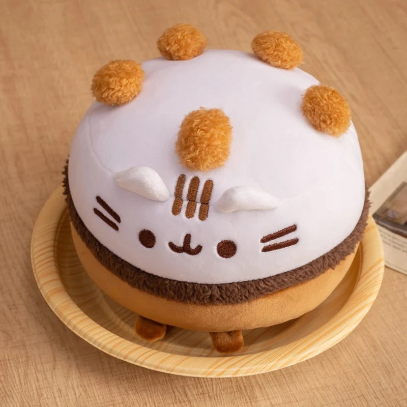 Cute Cat Sandwich Biscuit Plush Pillow Kawaii Cat Shaped Ice Cream Cake Plushie Soft Toy Small Decorative Pillow For Girl Friend