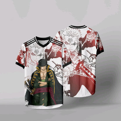 Anime Daily Unisex Tops Tees One Piece Zoro Anime Anime Korean Style Football Hockey T-shirt Jersey Summer Fashion Streetwear