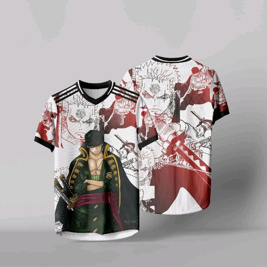 Anime Daily Unisex Tops Tees One Piece Zoro Anime Anime Korean Style Football Hockey T-shirt Jersey Summer Fashion Streetwear
