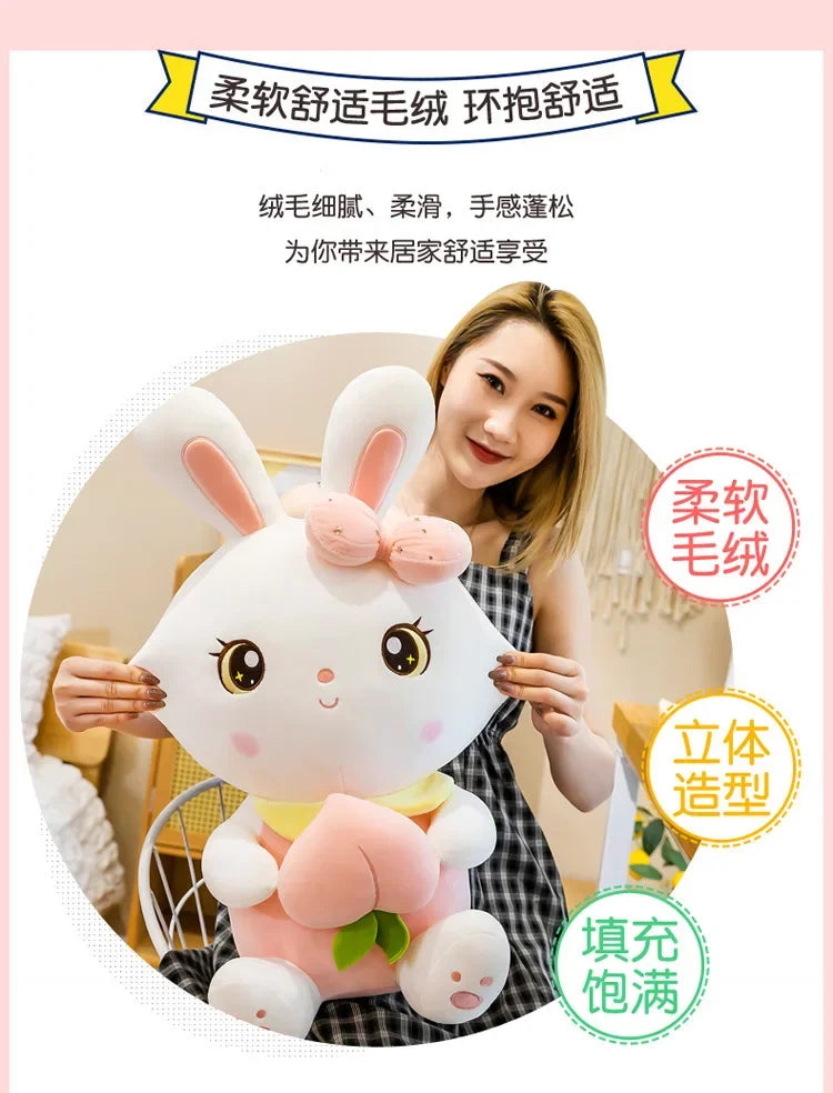 50/65/80cm Cute Peach Rabbit Plush Toy Pillow Kawaii Stuffed Soft Animal Bunny Doll Baby Kids Toy Birthday Gift Present for Girl