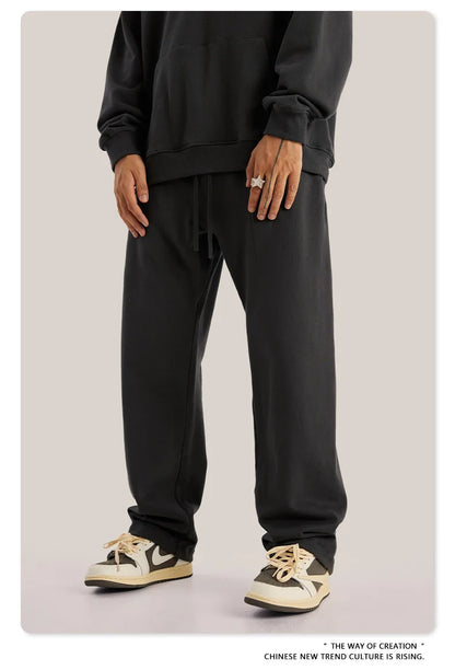 ZODF New 2025 Autumn Men's 445GSM Sweatpants Unisex High Street Soft Knitted Straight Pants Brand Streetwears Tracksuits HY0382