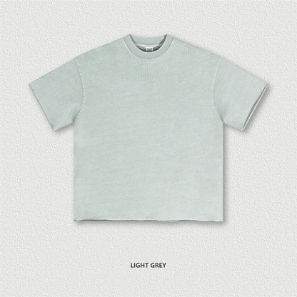 ZODF Retro 2024 Summer Men Washed Cotton T-Shirts  Unisex Women 310gsm Distressed Hem Loose Edge T Shirt Brand Tees HY0808