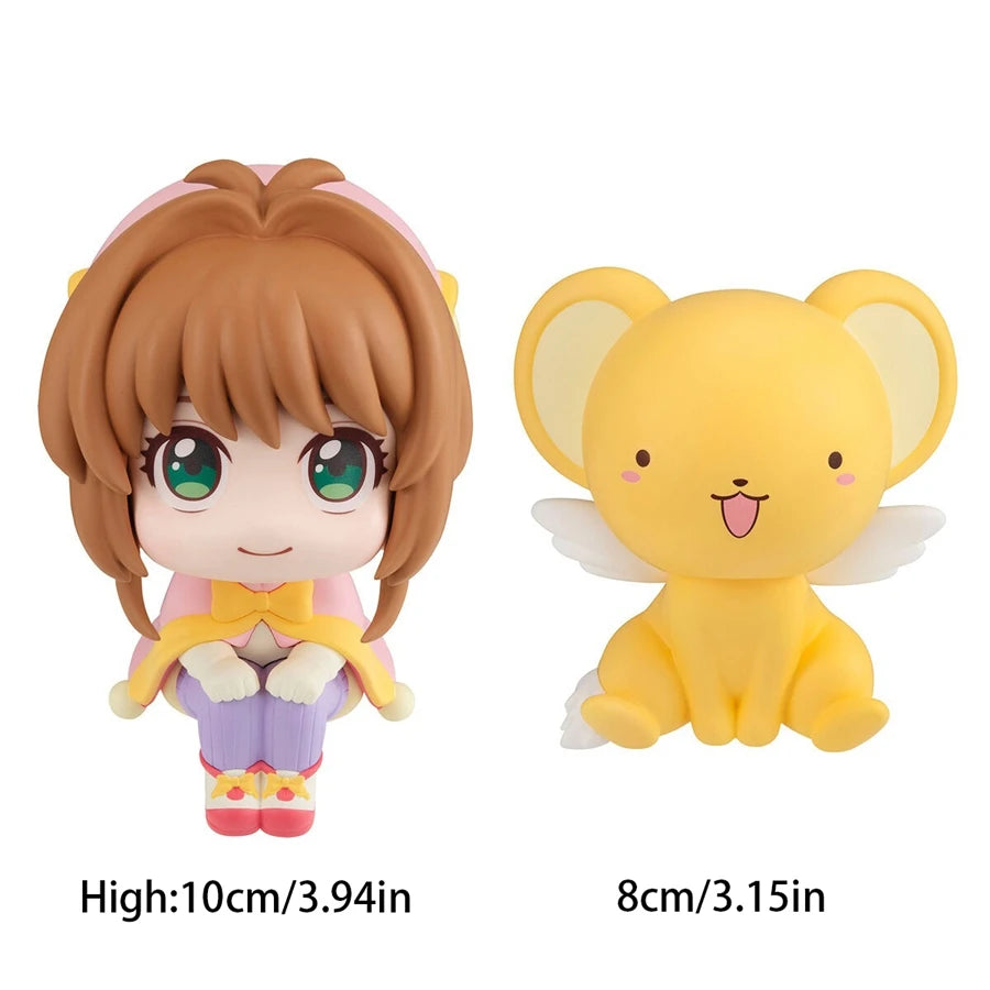 10cm Card Captor Sakura Anime Figure Look Up Kinomoto Sakura Action Figure Q Version Cerberus Figurine PVC Collection Model Toys