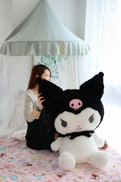 Big Size Sanrio Kuromi Series Plush Toys Kawaii Kuromi Stuffed Dolls Bedside Pillow Bay Window Large Cushion Gift For Kids